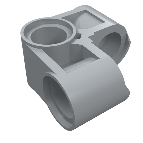 Rendu LDraw de Raccord pour connecteur Technic perpendiculaire 2 x 2 coudé (Technic Pin Connector Perpendicular 2 x 2 Bent), couleur indicative