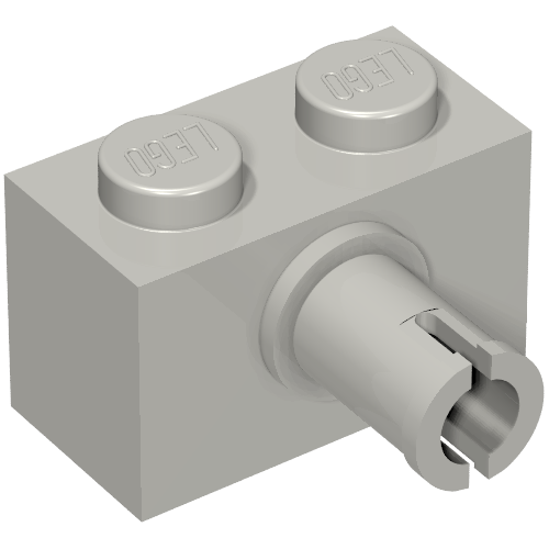 Rendu LDraw de Brique Spécial 1 x 2 avec goupille - bas tenon Support (Brick Special 1 x 2 with Pin - Bottom Stud Holder), couleur indicative