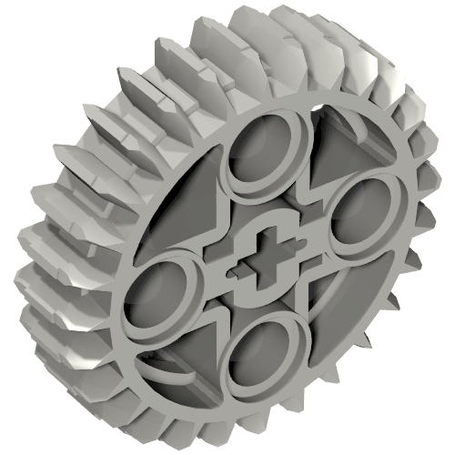 Rendu LDraw de Engrenage Technic 28 dents à double biseau (Technic Gear 28 Tooth Double Bevel), couleur indicative