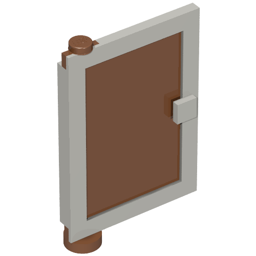 Rendu LDraw de Porte 1 x 4 x 5 gauche avec verre brun rougeâtre (Door 1 x 4 x 5 Left with Reddish Brown Glass), couleur indicative
