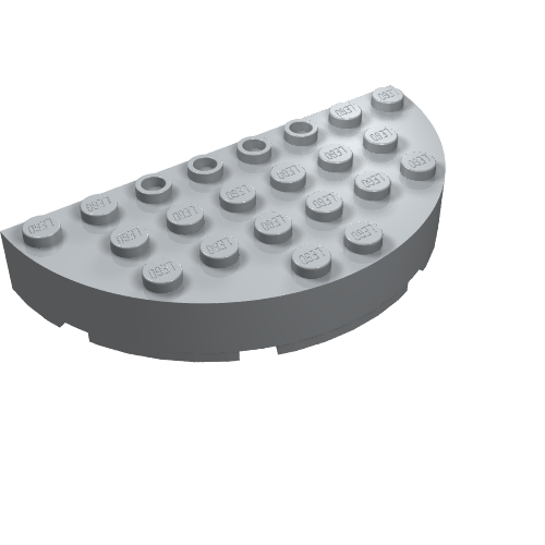 Rendu LDraw de Brique ronde coin 4 x 8 plein brique double (Brick Round Corner 4 x 8 Full Brick Double), couleur indicative