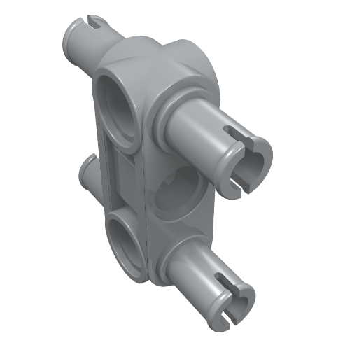Rendu LDraw de Connecteur Technic Connecteur Hub Perpendiculaire 3L avec 4 connecteurs (Technic Pin Connector Hub Perpendicular 3L with 4 Pins), couleur indicative