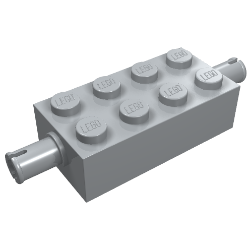 Rendu LDraw de Brique Spécial 2 x 4 avec connecteurs (Brick Special 2 x 4 with Pins), couleur indicative