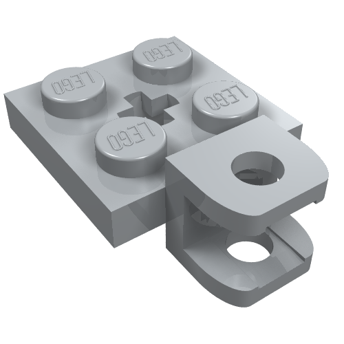 Plaque spéciale 2 x 2 avec douille de boule de remorquage, court, aplati avec des trous et trou pour axe au centre (Plate Special 2 x 2 with Towball Socket, Short, Flattened with Holes and Axle Hole in Center)