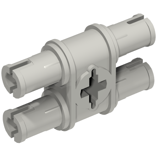 Rendu LDraw de Connecteur Technic double avec trou pour axe - Trous carrés (Technic Pin Double with Axle Hole - Squared Holes), couleur indicative