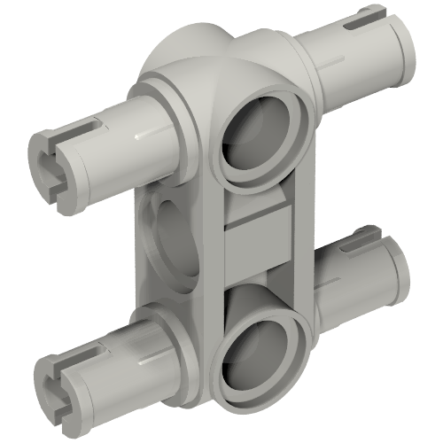 Rendu LDraw de Connecteur Technic Connecteur Hub Perpendiculaire 3L avec 4 connecteurs (trous carrés) (Technic Pin Connector Hub Perpendicular 3L with 4 Pins (Squared Holes)), couleur indicative