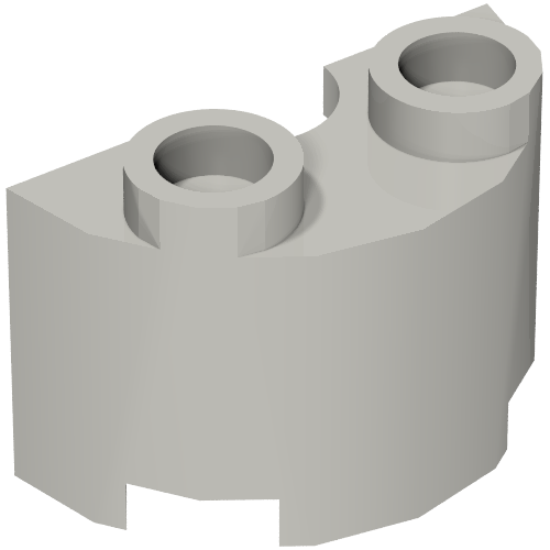 Rendu LDraw de Brique ronde, moitié 1 x 2 (Brick Round, Half 1 x 2), couleur indicative