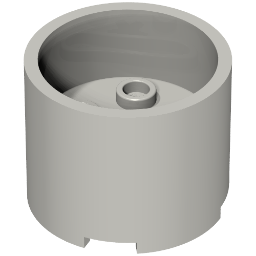 Rendu LDraw de Brique ronde 3 x 3 x 2 Centre encastré avec 2 x 2 tenons et trou pour axe (Brick Round 3 x 3 x 2 Recessed Center with 2 x 2 Studs and Axle Hole), couleur indicative