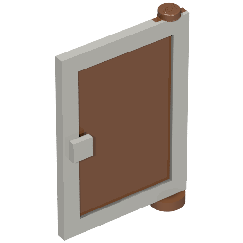Rendu LDraw de Porte 1 x 4 x 5 droite avec verre brun rougeâtre (Door 1 x 4 x 5 Right with Reddish Brown Glass), couleur indicative