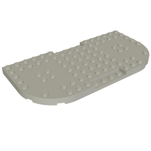 Rendu LDraw de Plaque spéciale 8 x 16 x 2/3, Deux coins arrondis, réduit tenon Sections (Plate Special 8 x 16 x 2/3, Two Rounded Corners, Reduced Stud Sections), couleur indicative