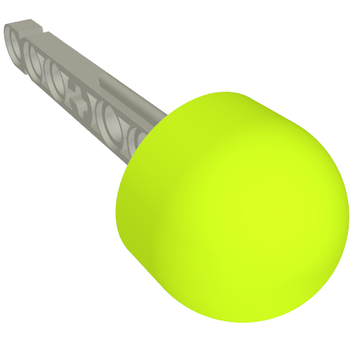 Rendu LDraw de Projectile, Technic Competition Arrow, Beam Shaft avec Solid Lime Rubber End, couleur indicative