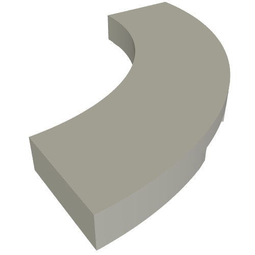 Rendu LDraw de Tuile 3 x 3 courbes, Macaroni (Tile 3 x 3 Curved, Macaroni), couleur indicative
