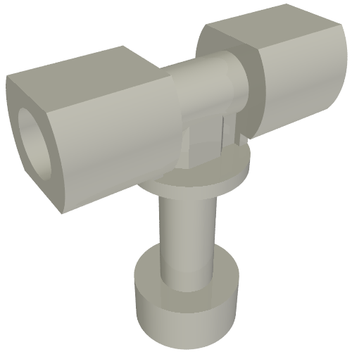 Rendu LDraw de Bar T-Split avec trou (Bar T-Split with Hole), couleur indicative