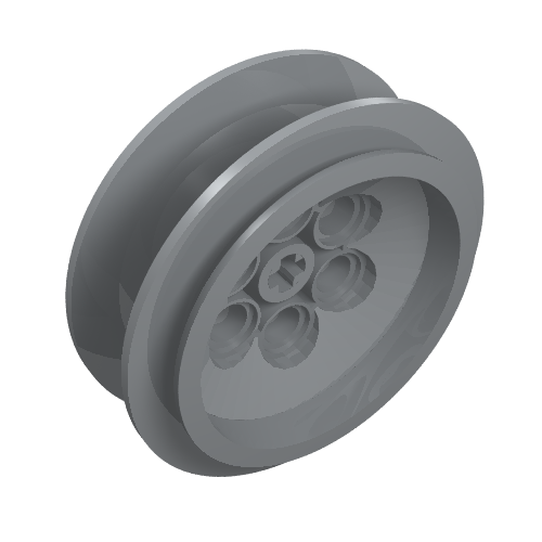 Rendu LDraw de Roue 43,2 x 18 avec tige d'axe de chasse (Wheel 43.2 x 18 with Flush Axle Stem), couleur indicative