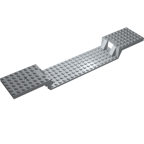 Rendu LDraw de Base de véhicule, train 6 x 34 Split-Level sans tubes inférieurs (Vehicle Base, Train 6 x 34 Split-Level without Bottom Tubes), couleur indicative