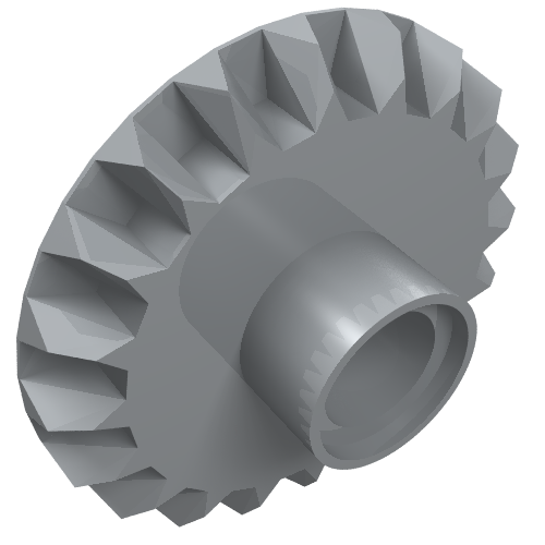 Rendu LDraw de Engrenage Technic 20 dents à biseau avec trou pour connecteur (Technic Gear 20 Tooth Bevel with Pin Hole), couleur indicative