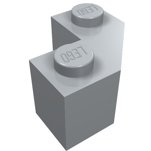 Rendu LDraw de Brique Facette compensée 2 x 2 (Brick Wedged 2 x 2 Facet), couleur indicative