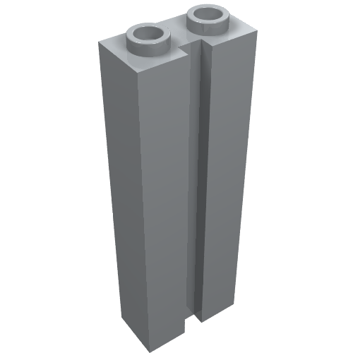 Rendu LDraw de Brique Spécial 1 x 2 x 5 avec rainure (Brick Special 1 x 2 x 5 with Groove), couleur indicative