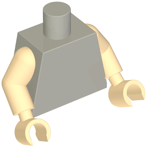 Rendu LDraw de Torse, débardeur avec harnais en argent imprimé (Dr. Octavius), bras et mains nougat clair (Torso, Tank Top with Silver Harness Print (Dr. Octavius), Light Nougat Arms and Hands), couleur indicative