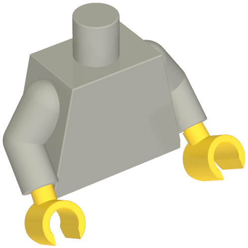 Rendu LDraw de torse, Light Bluish Gray Arms, Yellow Hands [Plain], couleur indicative