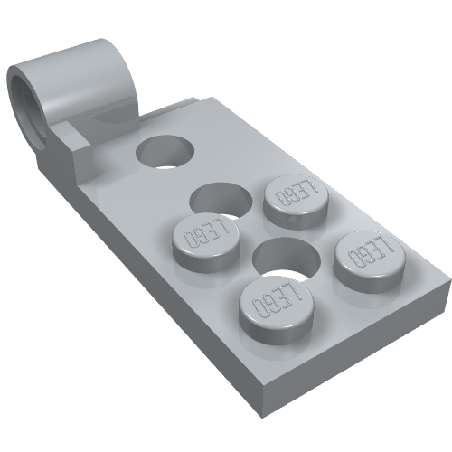 Rendu LDraw de Charnière plaque 2 x 4 avec trou pour connecteur avec 3 trous - fond (Hinge Plate 2 x 4 with Pin Hole with 3 Holes - Bottom), couleur indicative