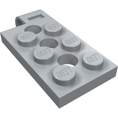 Rendu LDraw de Charnière plaque 2 x 4 avec trou pour connecteur avec 3 trous - haut (Hinge Plate 2 x 4 with Pin Hole with 3 Holes - Top), couleur indicative