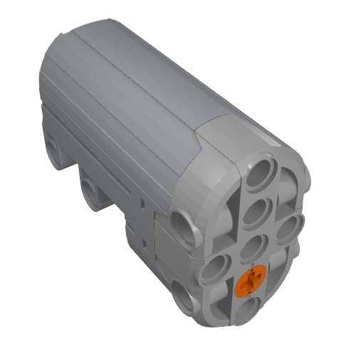 Rendu LDraw de Moteur, servo, fonctions de puissance avec fond gris bleuté foncé (Motor, Servo, Power Functions with Dark Bluish Gray Bottom), couleur indicative