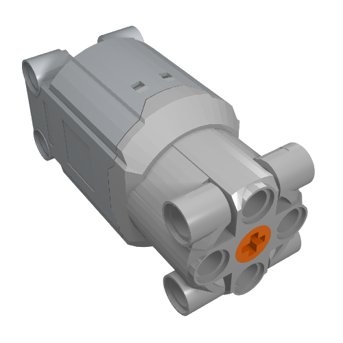 Rendu LDraw de Moteur, grand, fonctions de puissance avec fond gris bleuté foncé (Motor, Large, Power Functions with Dark Bluish Gray Bottom), couleur indicative