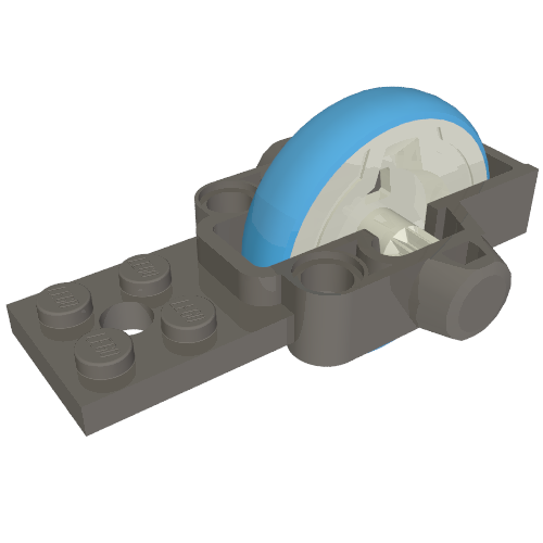 Rendu LDraw de Volant avec plaque 2 x 8 et pneu azur foncé [assemblage complet] (base du cordon d'attache) (Fly Wheel with Plate 2 x 8 and Dark Azure Tire [Complete Assembly] (Rip Cord Base)), couleur indicative