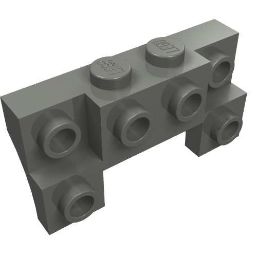 Rendu LDraw de Brique Spécial 2 x 4 - 1 x 4 avec 2 arcs latéraux encastrés tenons et minces (Brick Special 2 x 4 - 1 x 4 with 2 Recessed Studs and Thin Side Arches), couleur indicative