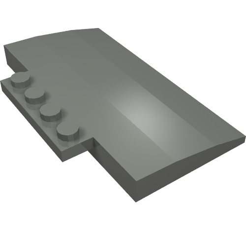 Rendu LDraw de Brique courbée 5 x 8 x 2/3, 4 tenons sur le dessus (Brick Curved 5 x 8 x 2/3, 4 Studs on Top), couleur indicative