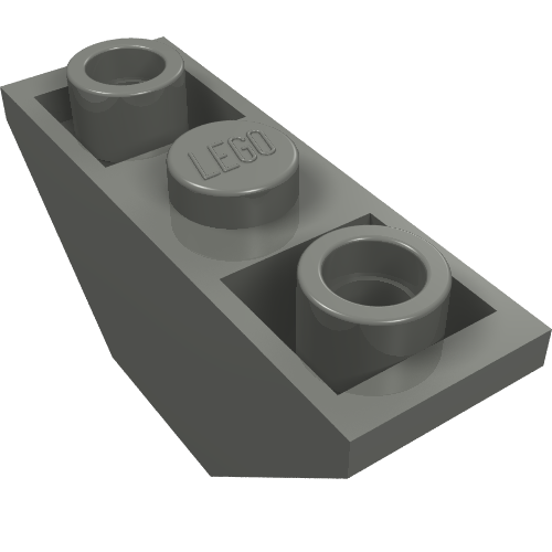 Rendu LDraw de Brique inclinée inversée 45° 3 x 1 double avec 2 Bloqué ouvert tenons (Brick Sloped Inverted 45° 3 x 1 Double with 2 Blocked Open Studs), couleur indicative
