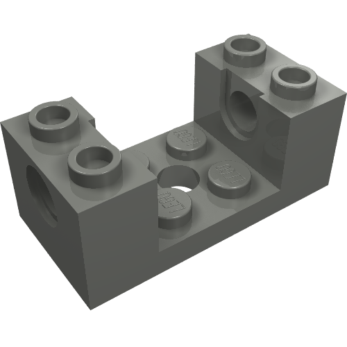 Rendu LDraw de Brique Spécial 2 x 4 x 1 1/3 avec trous d'connecteurs et 2 x 2 encastrés (Brick Special 2 x 4 x 1 1/3 with Pin Holes and 2 x 2 Recessed), couleur indicative