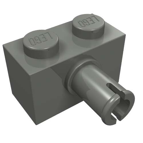 Rendu LDraw de Brique Spécial 1 x 2 avec connecteur (Brick Special 1 x 2 with Pin), couleur indicative