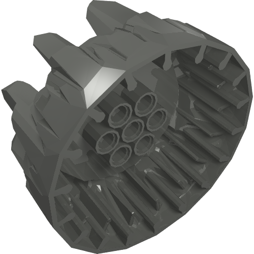 Rendu LDraw de Roue en plastique dur avec de grands taquets et brides (conception roche) (Wheel Hard Plastic with Large Cleats and Flanges (Rock Design)), couleur indicative