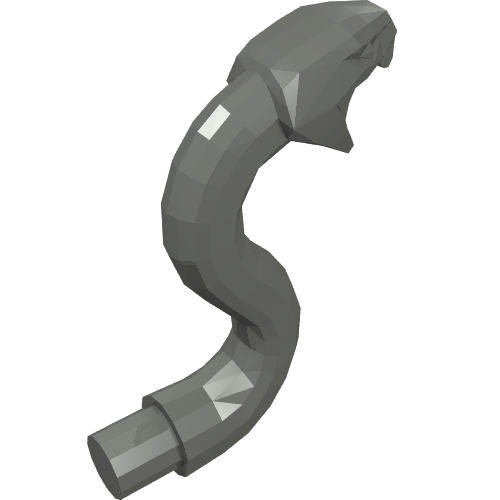 Animal, Tête de serpent avec bouche ouverte, Crocs et cou courbé avec barre (Animal, Snake Head with Open Mouth, Fangs and Curved Neck with Bar)