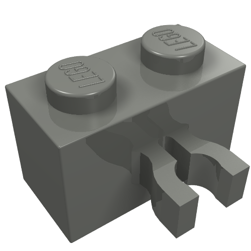 Rendu LDraw de Brique spéciale 1 x 2 avec Vertical Clip [Thick U Clip], couleur indicative