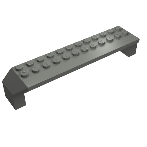 Rendu LDraw de Brique Arc 2 x 14 x 2 1/3 (Brick Arch 2 x 14 x 2 1/3), couleur indicative