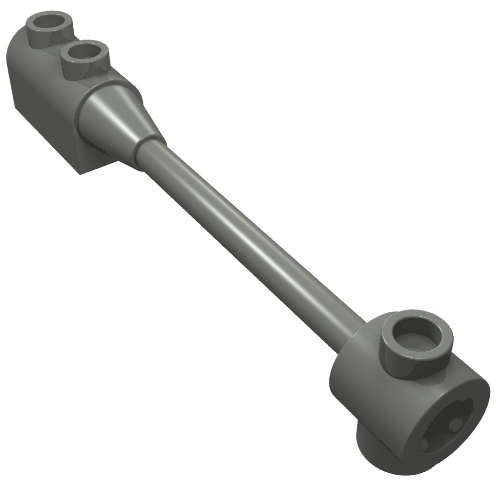Rendu LDraw de Barre 1 x 8 avec brique 1 x 2 extrémité supérieure courbée (porte-essieux à l'intérieur petite extrémité) (Bar 1 x 8 with Brick 1 x 2 Curved Top End (Axle Holder Inside Small End)), couleur indicative