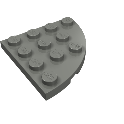 Rendu LDraw de Plaque ronde coin 4 x 4 (Plate Round Corner 4 x 4), couleur indicative
