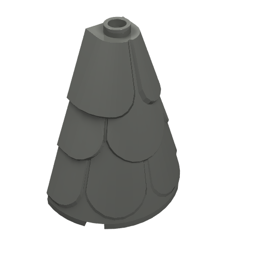 Rendu LDraw de Toit de tour 2 x 4 x 4 demi cône en forme avec des tuiles de toit (Tower Roof 2 x 4 x 4 Half Cone Shaped with Roof Tiles), couleur indicative