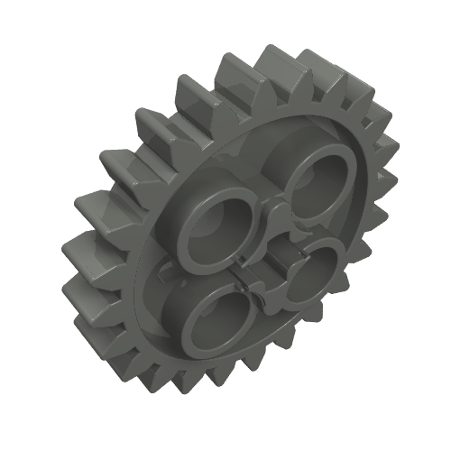 Rendu LDraw de Engrenage Technic 24 dents [nouveau style avec trou d'essieu unique] (Technic Gear 24 Tooth [New Style with Single Axle Hole]), couleur indicative