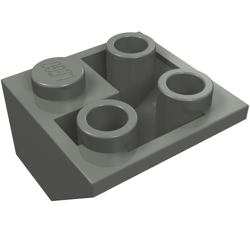 Rendu LDraw de Brique inclinée inversée 45° 2 x 2 double convexe (Brick Sloped Inverted 45° 2 x 2 Double Convex), couleur indicative