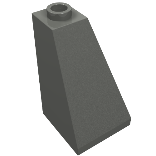 Rendu LDraw de Brique inclinée 75° 2 x 2 x 3 double convexe (Brick Sloped 75° 2 x 2 x 3 Double Convex), couleur indicative
