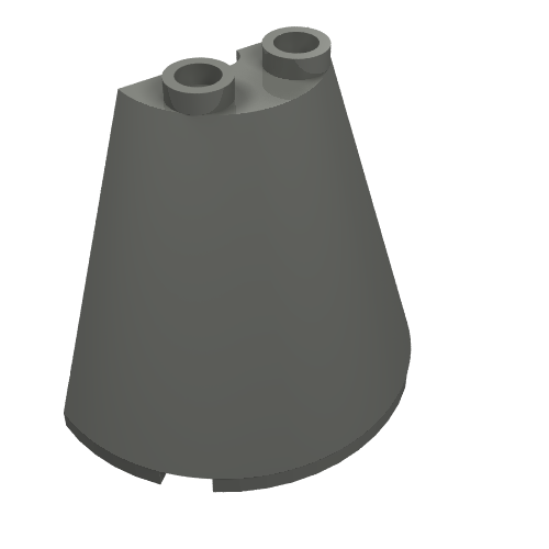 Rendu LDraw de Cône Moitié 2 x 4 x 3 (Cone Half 2 x 4 x 3), couleur indicative