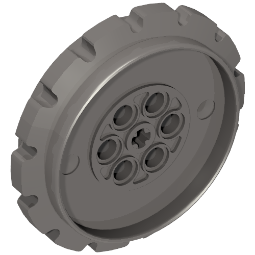 Rendu LDraw de Roue de pignon à filetage Technic grand diamètre 7 trous, 14 dents (Technic Tread Sprocket Wheel Large Diameter 7 Holes, 14 Tooth), couleur indicative