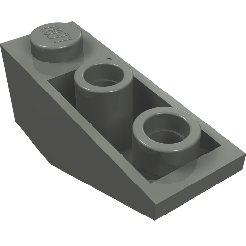 Rendu LDraw de Brique inclinée inversée 34° 3 x 1 avec bouchon interne (Brick Sloped Inverted 34° 3 x 1 with Internal Stopper), couleur indicative