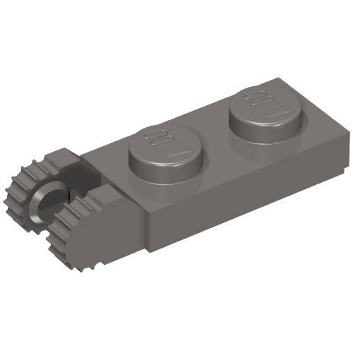 Charnière plaque 1 x 2 Verrouillage avec 2 doigts sur l'extrémité, avec rainure, 9 dents (Hinge Plate 1 x 2 Locking with 2 Fingers On End, with Groove, 9 Teeth)