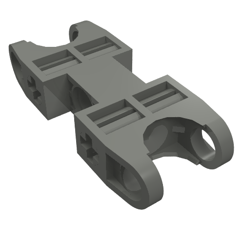 Rendu LDraw de Connecteur axe et connecteur Technic 2 x 5 avec deux douilles à rotule (Technic Axle and Pin Connector 2 x 5 with Two Ball Joint Sockets), couleur indicative
