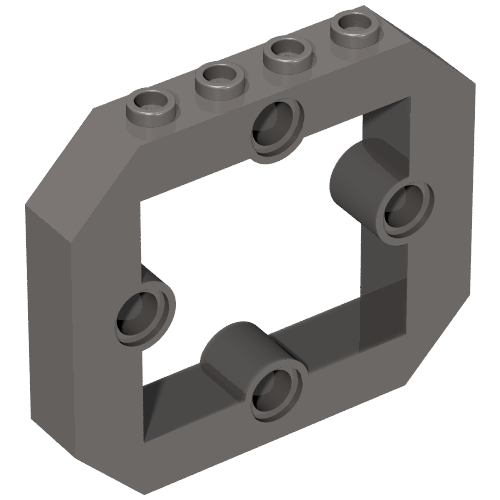 Rendu LDraw de Brique Spécial 1 x 6 x 4 avec 4 trous et ouverture (Brick Special 1 x 6 x 4 with 4 Pin Holes and Opening), couleur indicative